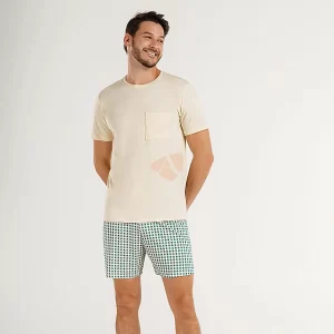 Pijama Masculino Cor Com Amor Xadrez Verde