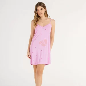 Camisola Alça Cor Com Amor Corações Rosa